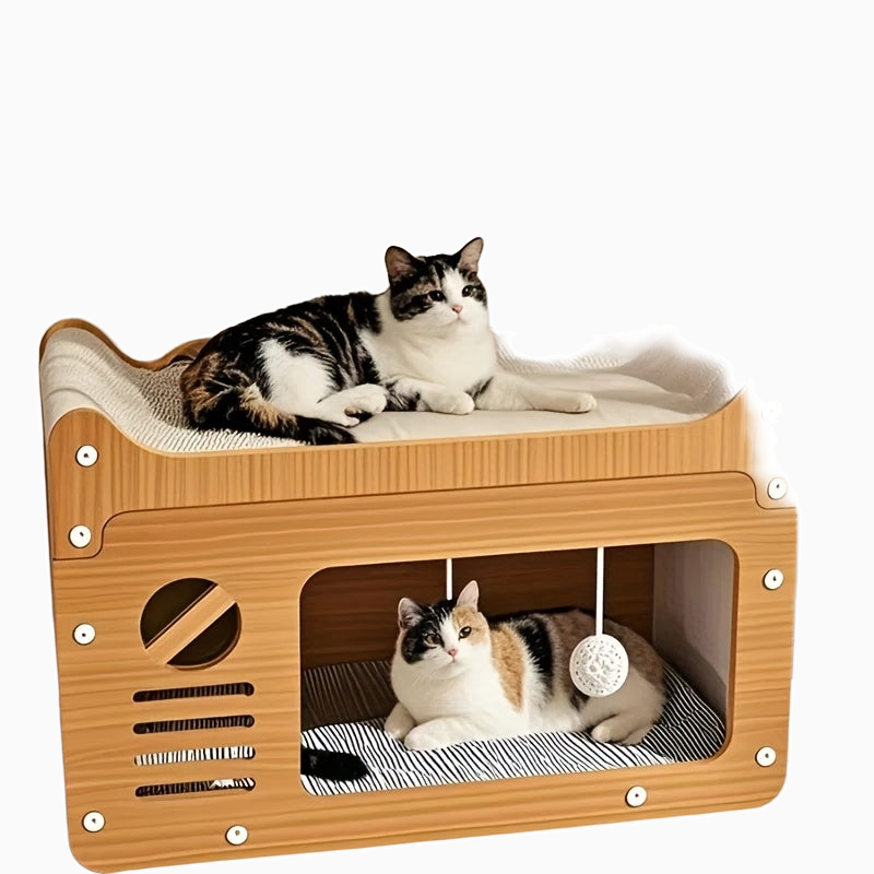2-in-1 Wall-Mounted Cat Bed and Scratching Post with Ventilation Slots-2