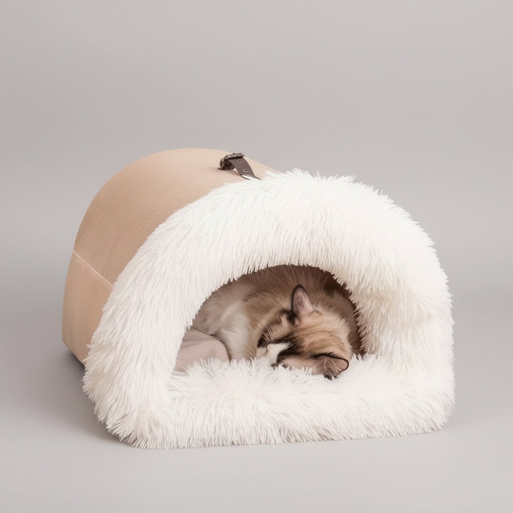 Warm Plush Cat Nest Bed for Winter Comfort-1