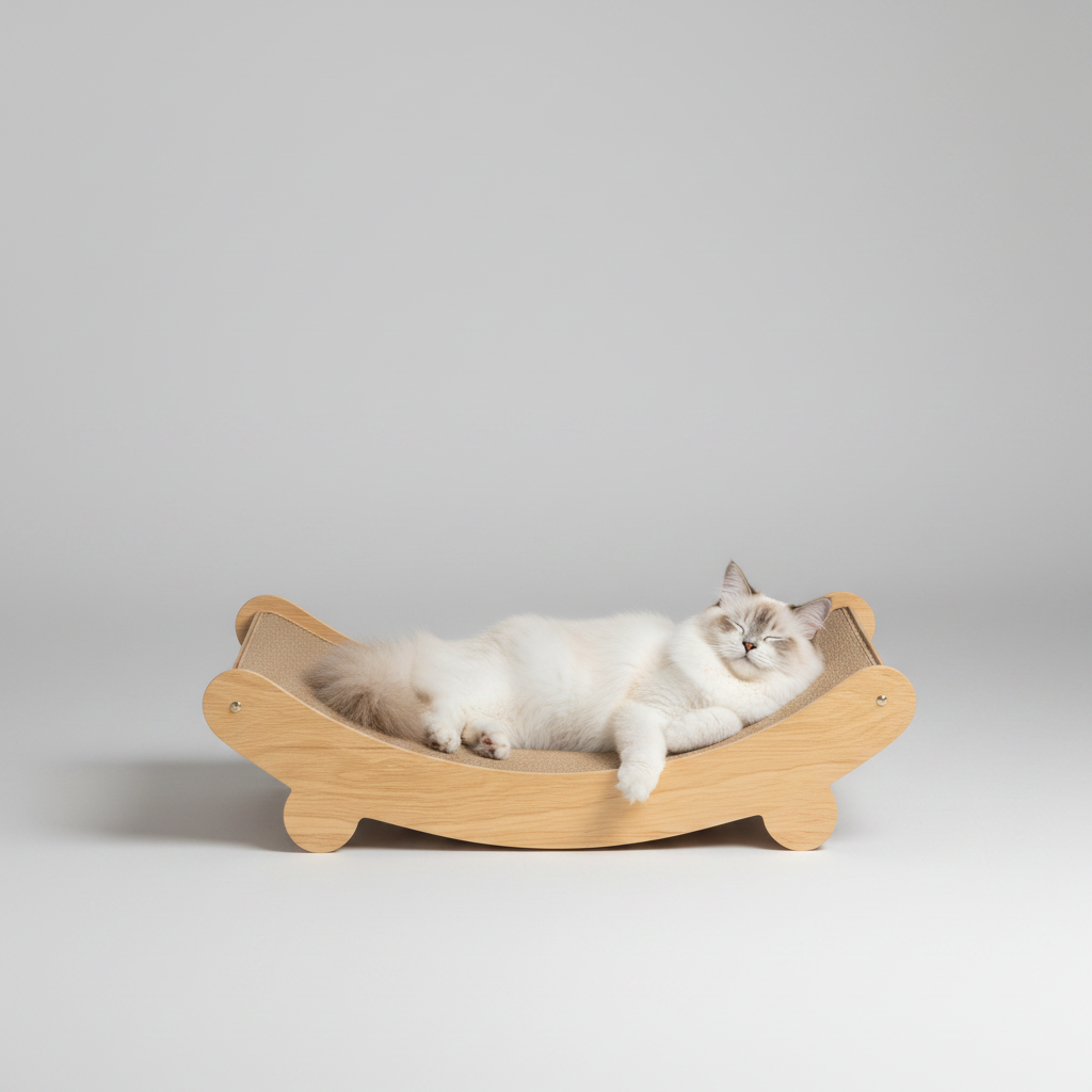 Space-Saving Wooden Cat Scratcher Tower for Cats-3