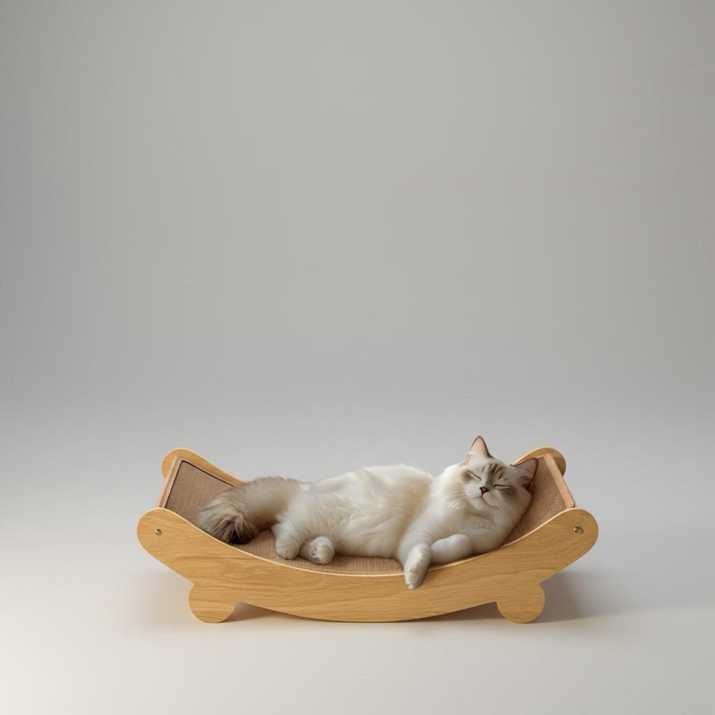 Space-Saving Wooden Cat Scratcher Tower for Cats-1